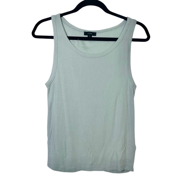 J Crew Light Blue Ribbed Cutaway Tank Top Medium - Picture 1 of 9